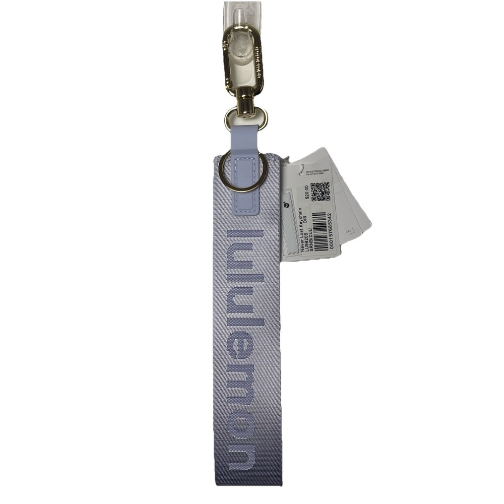 Lululemon Never Lost Keychain In Serene Blue/Dusty Lilac W/Gold Hardware NWT